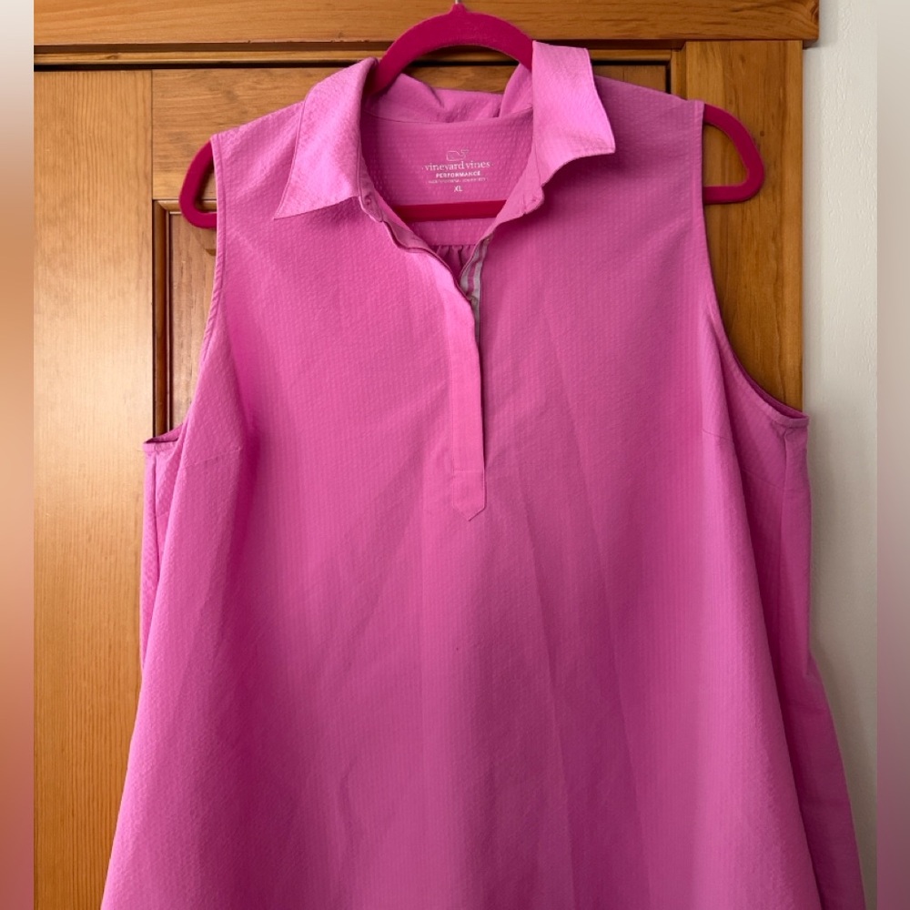 Vineyard Vines Dress Pink Sleeveless Popover performance spring summer size XL - Picture 4 of 8
